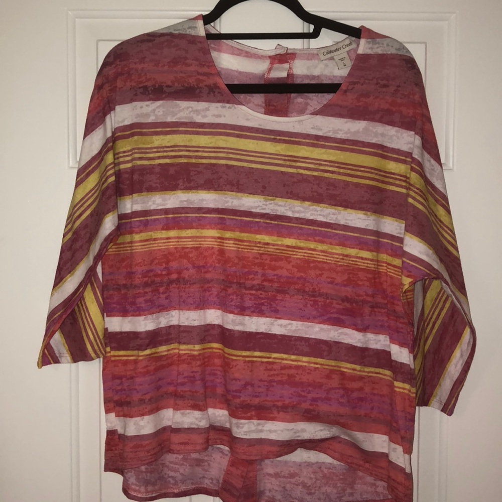 Coldwater Creek Striped Top Pink & Yellow Size 14
